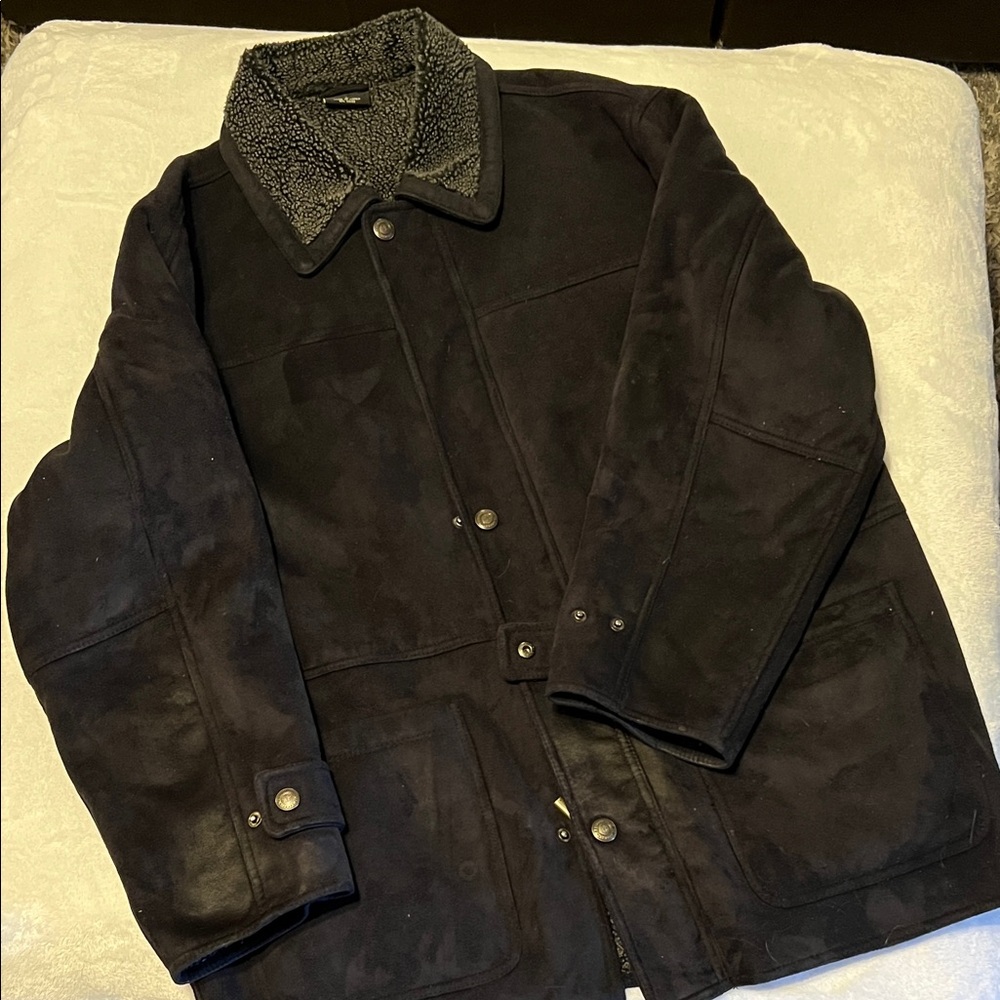 Weatherproof Men's Dark Jacket with Sherpa Collar